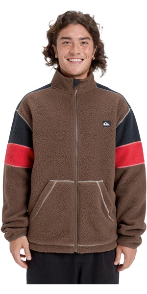 2026 Quiksilver Mens Clean Coast Block Full Zip Fleece EQYPF03065 - Chocolate Brown